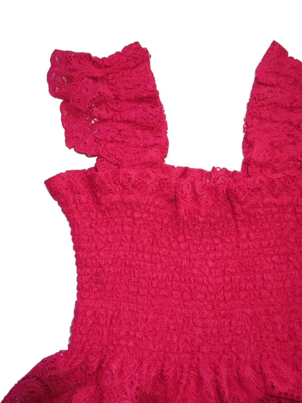 NWT Hill House Ellie Nap in Cerise Red Lace Smocked Midi Dress S - Picture 6 of 8